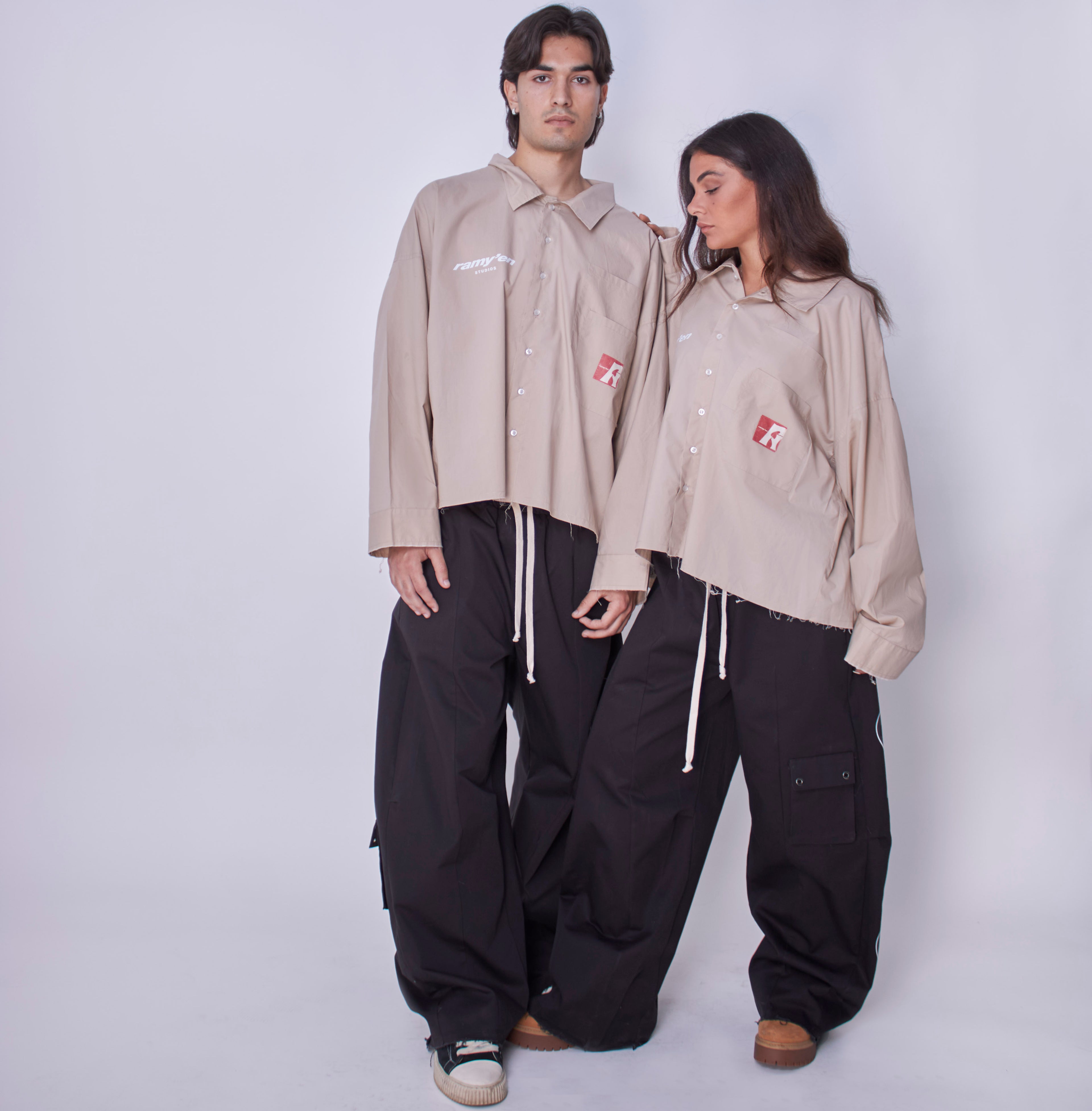 Utility Cropped Shirt Beige