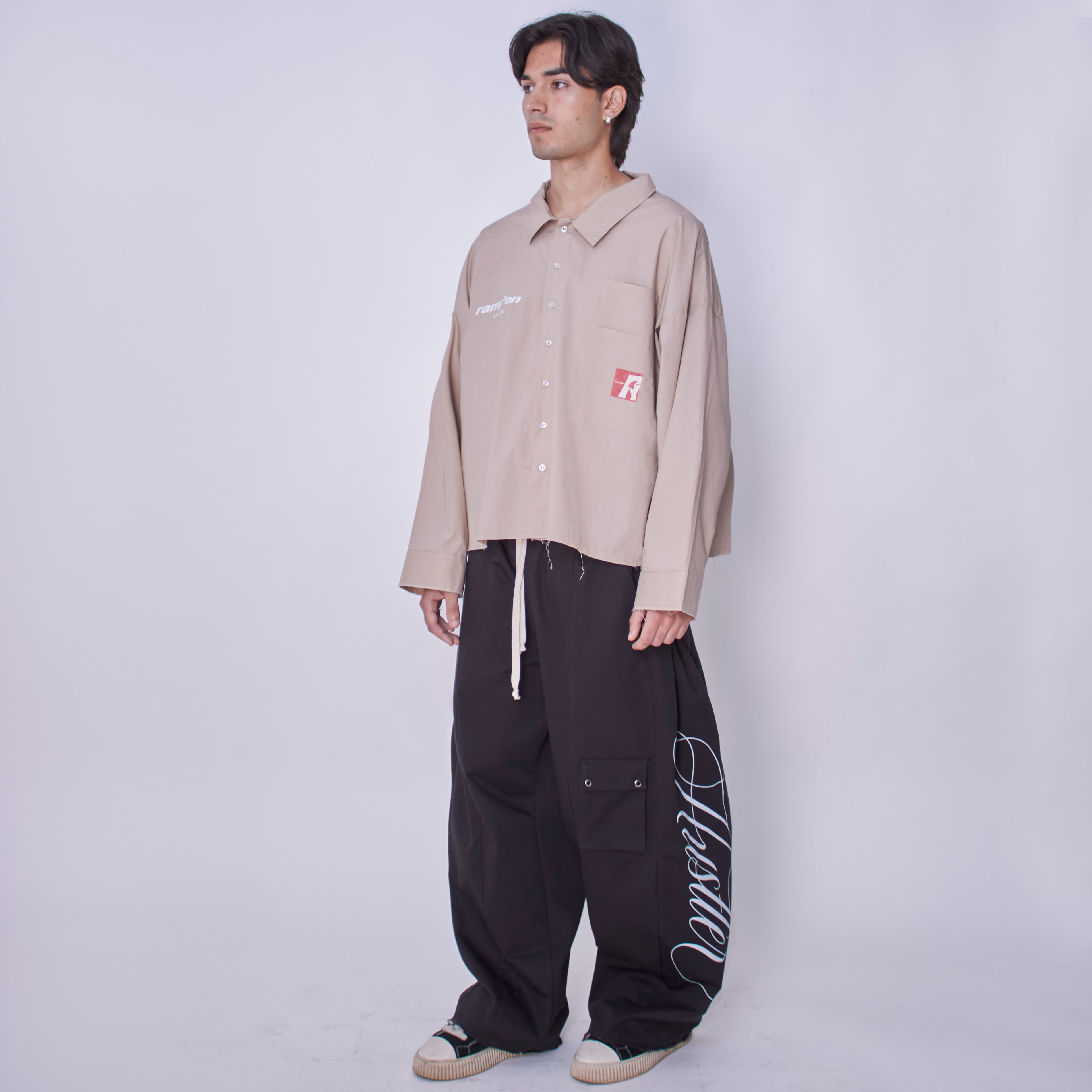 Utility Cropped Shirt Beige