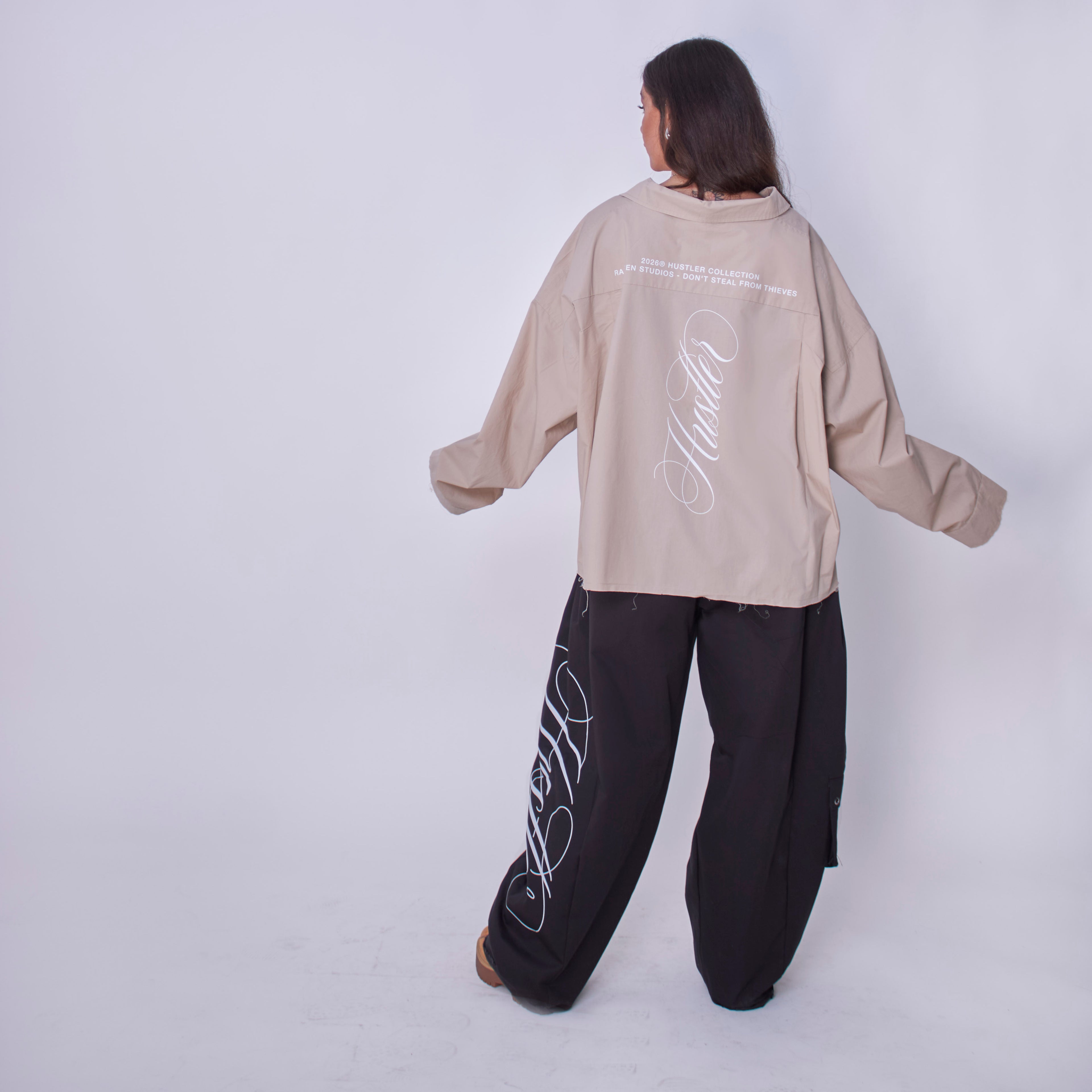 Utility Cropped Shirt Beige
