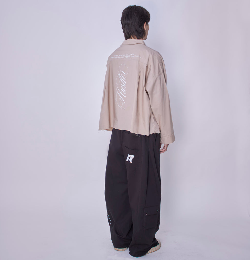 Utility Cropped Shirt Beige