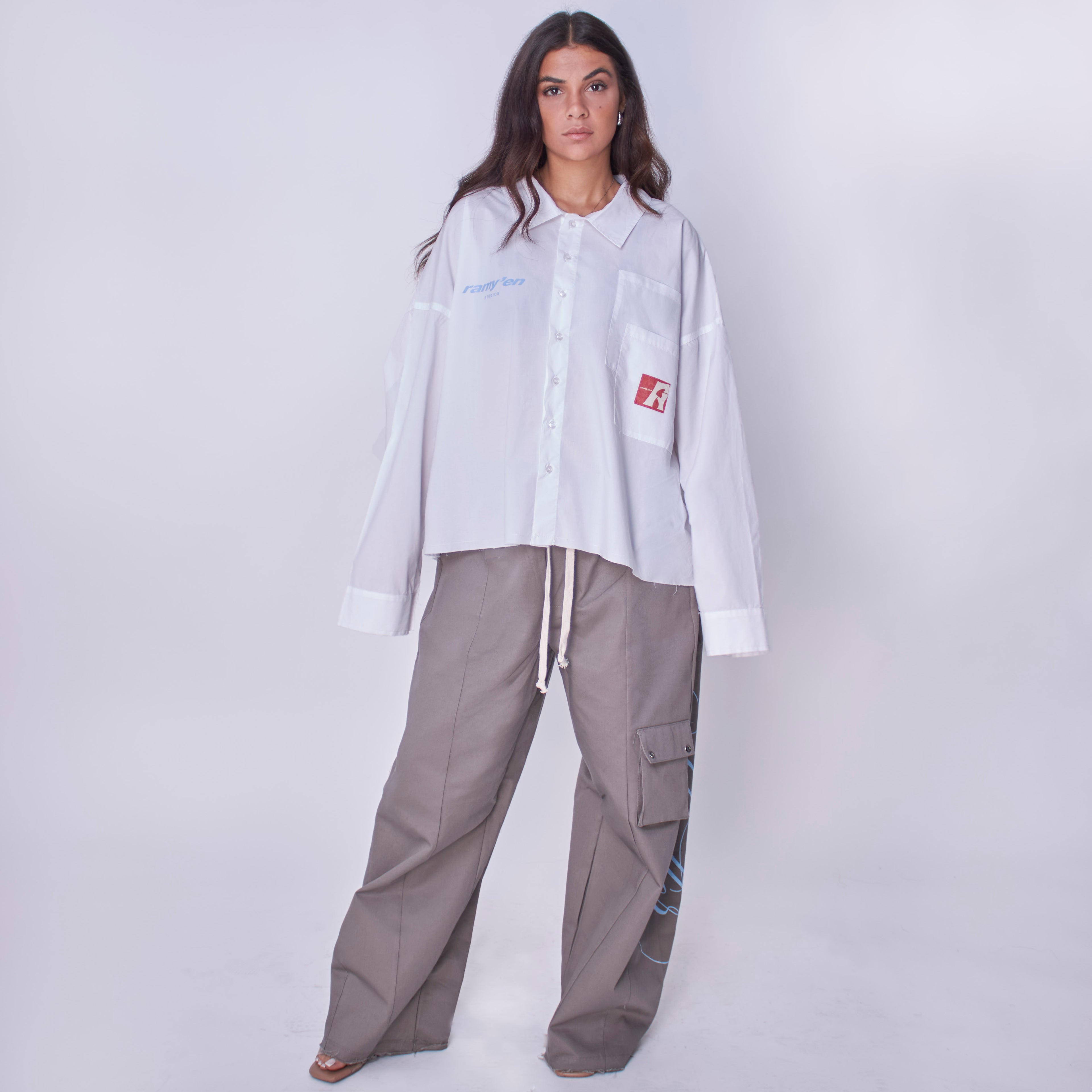 Utility Cropped Shirt White