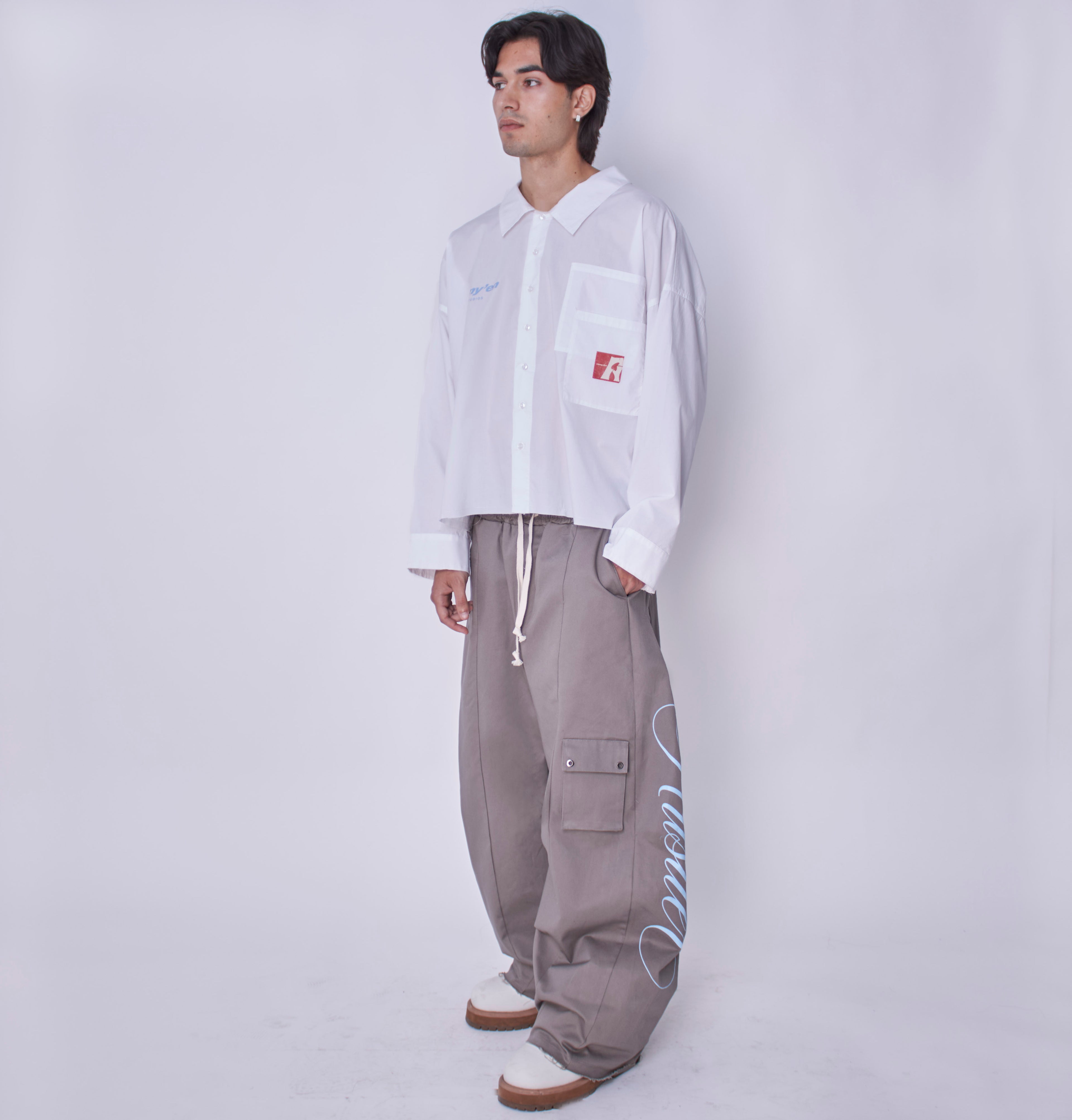 Utility Cropped Shirt White