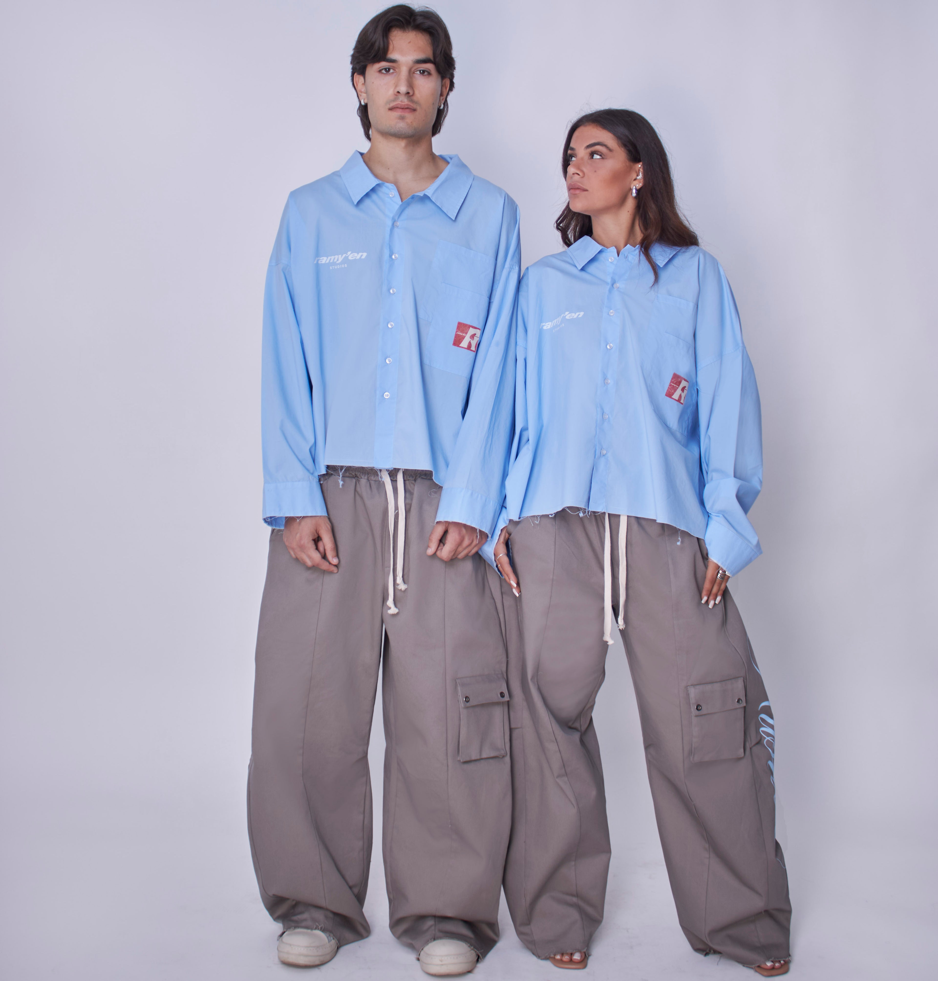 Utility Cropped Shirt Sky Blue