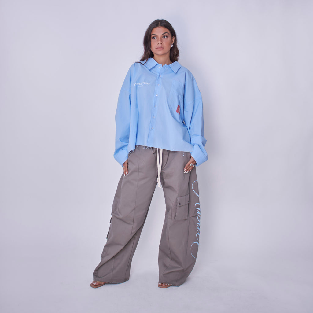Utility Cropped Shirt Sky Blue