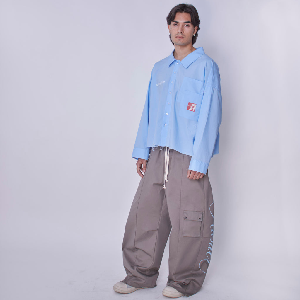 Utility Cropped Shirt Sky Blue