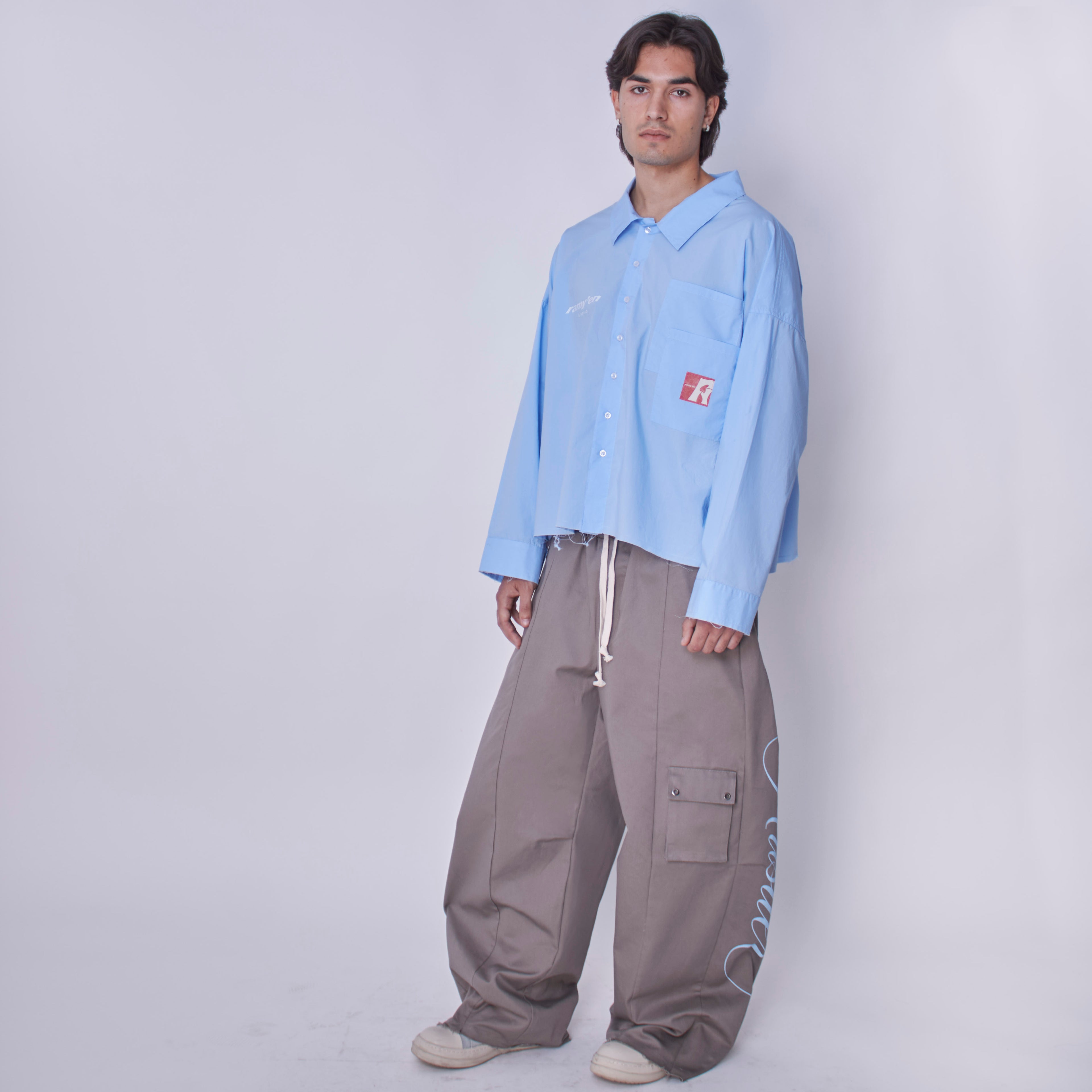 Utility Cropped Shirt Sky Blue