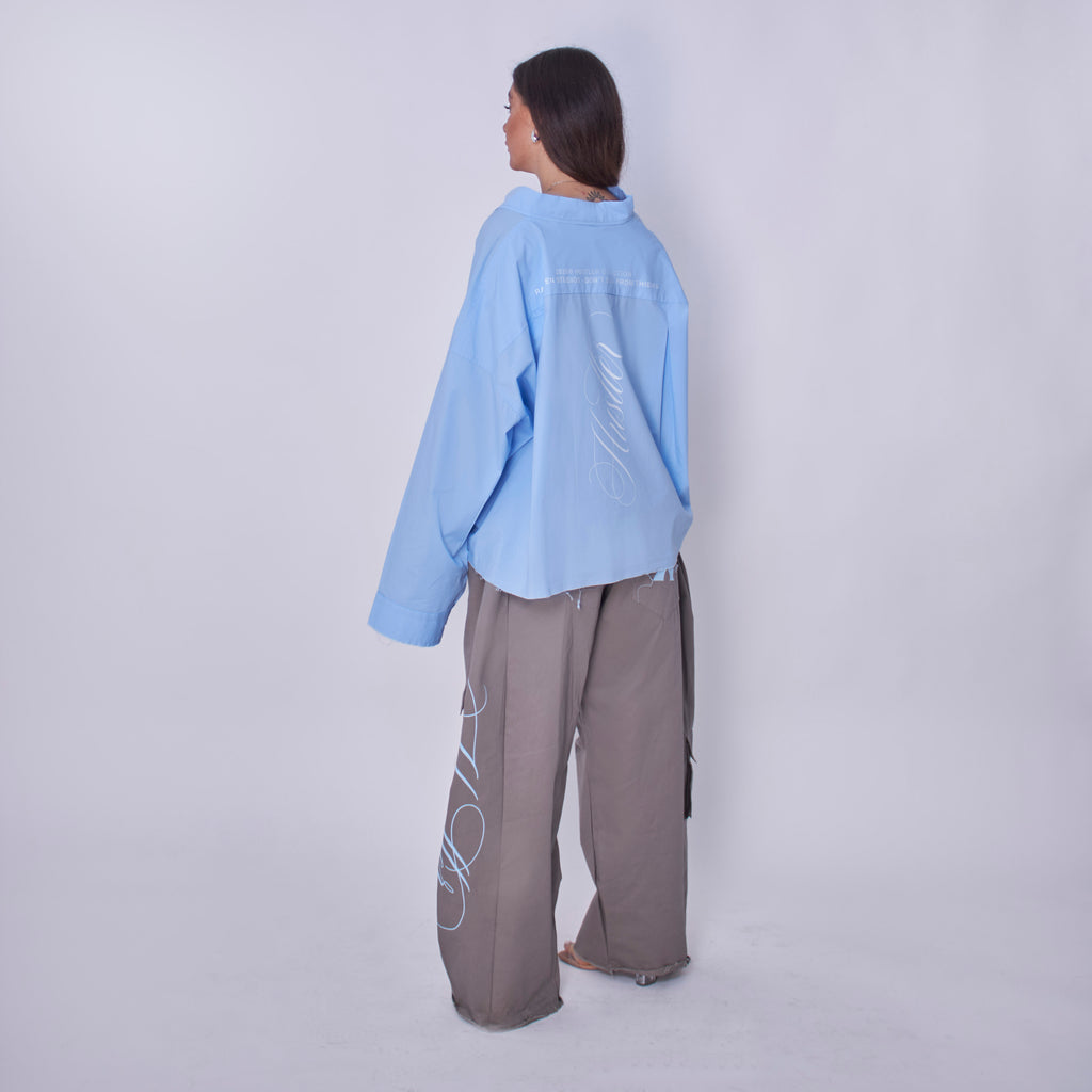 Utility Cropped Shirt Sky Blue