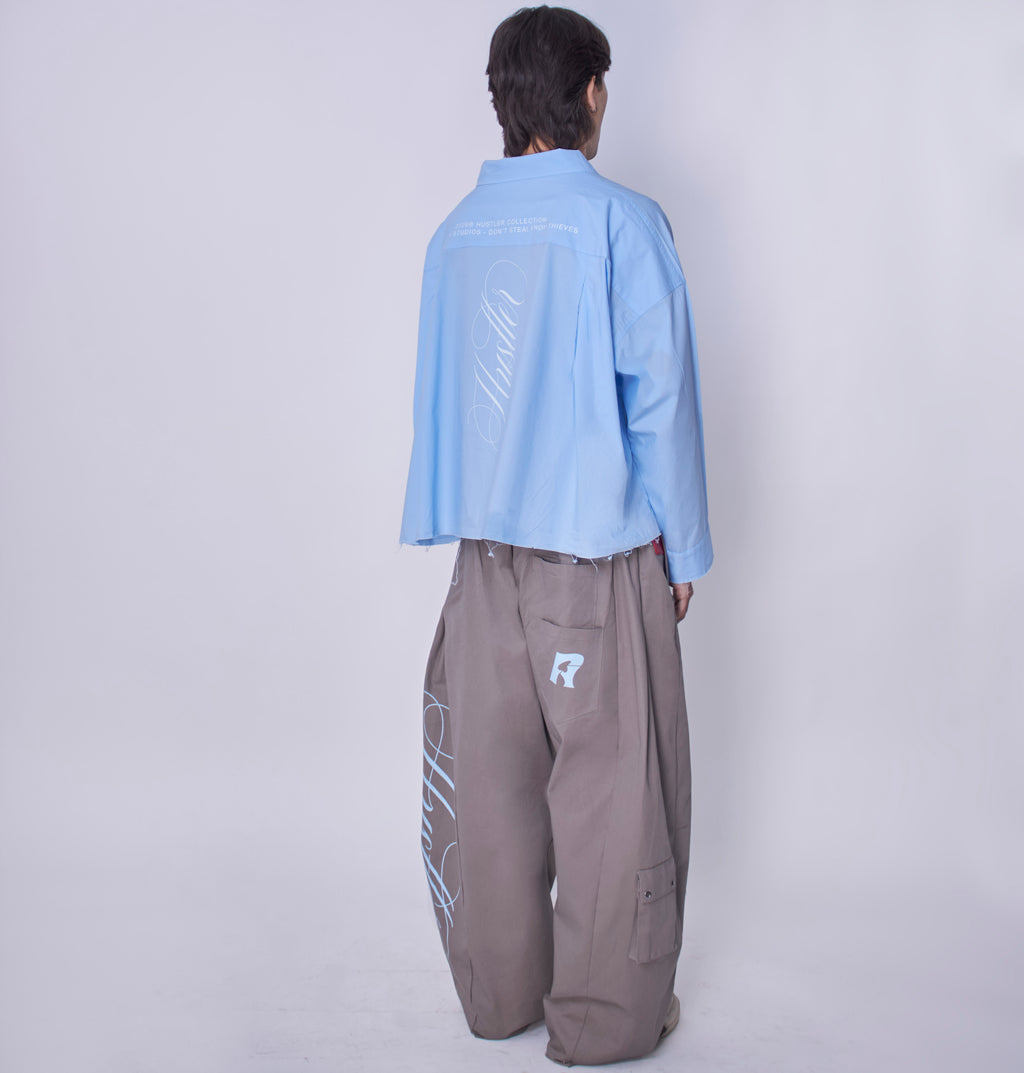 Utility Cropped Shirt Sky Blue