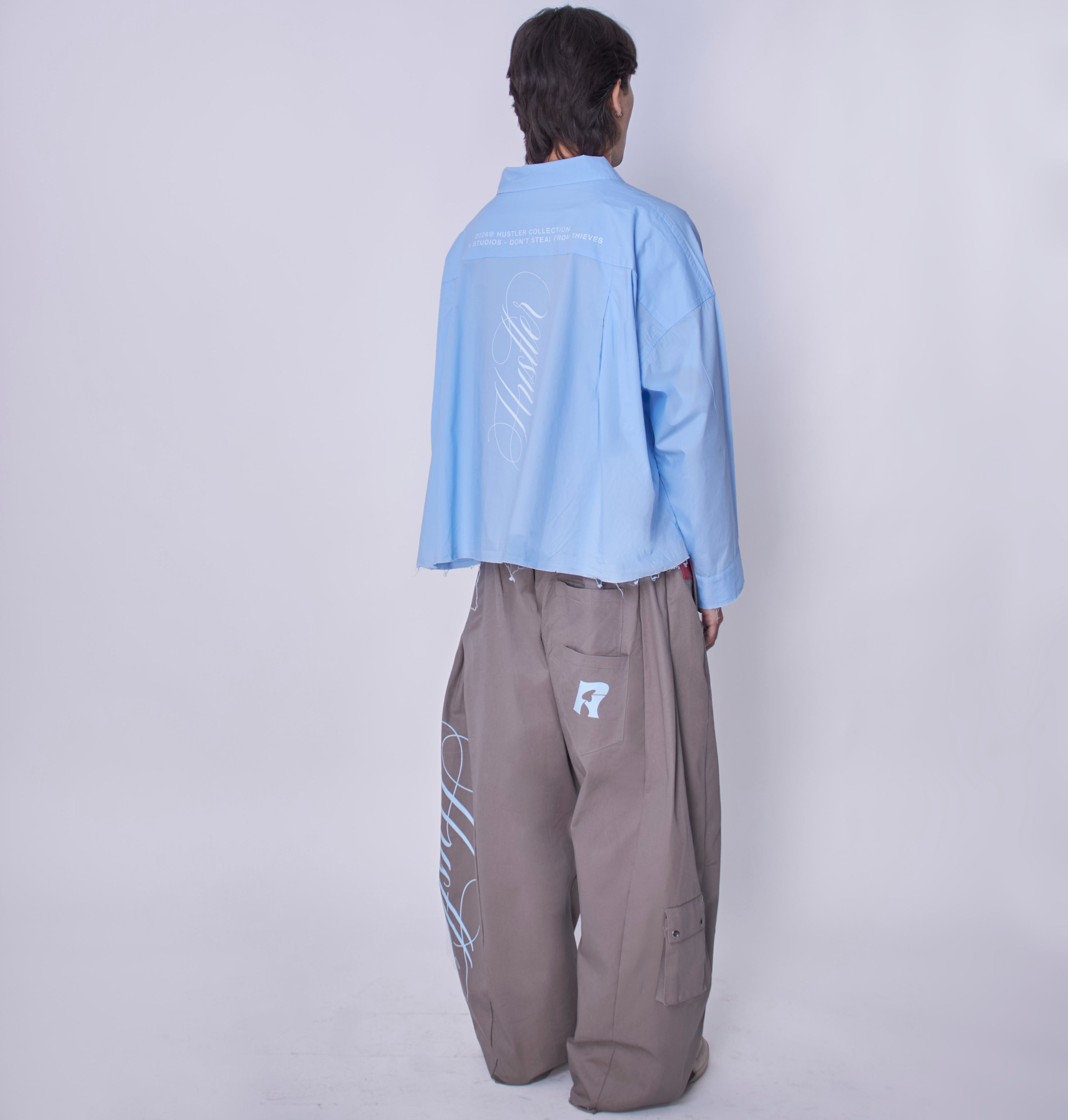 Utility Cropped Shirt Sky Blue