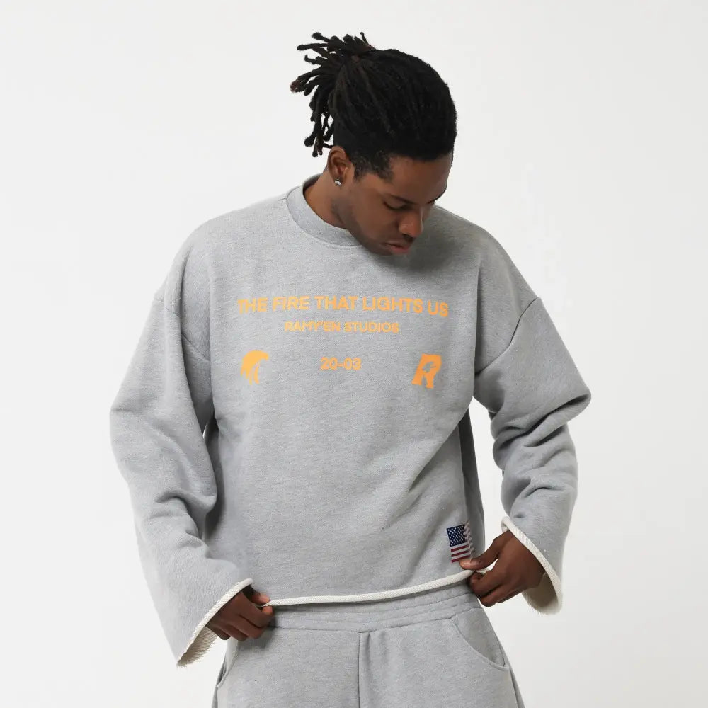 Fire Dept. Longsleeve Cropped – Ash Grey